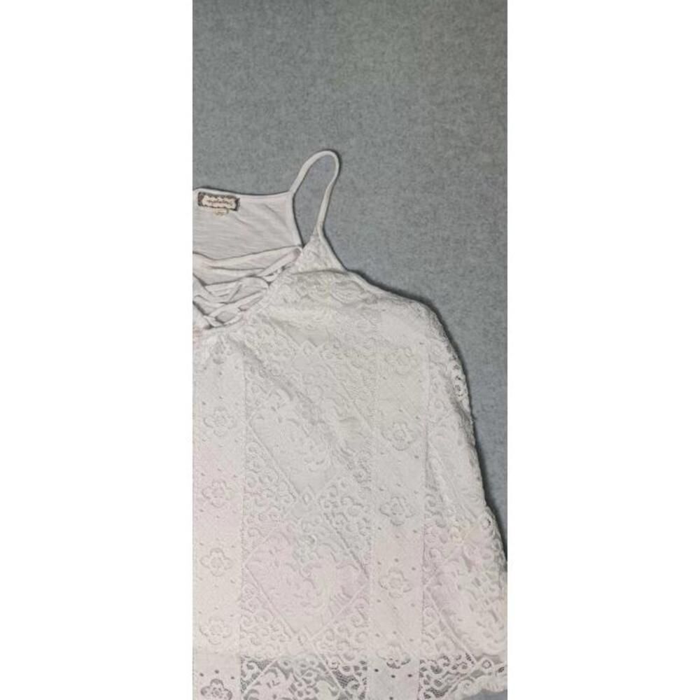 Eyeshadow Spaghetti Strap Tank Top Womens Size M White Lace Criss Cross Vneck... - Picture 4 of 10